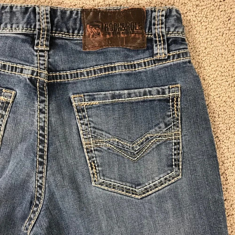 Rock & Roll Denim Mens Double Barrel Relaxed Straight Leg Jeans Blue